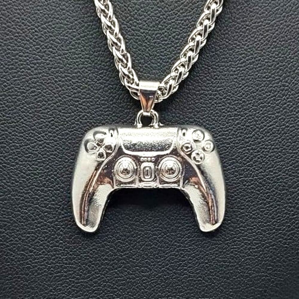 Silver Tone Necklace Video Game Controller Pendant Valentines Birthday Gift